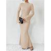 image:imageGORGLITTER Womens Bell Long Sleeve Cocktail Maxi Dress Crew Neck Bodycon Fishtail Casual Long DressesApricot
