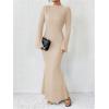 image:imageGORGLITTER Womens Bell Long Sleeve Cocktail Maxi Dress Crew Neck Bodycon Fishtail Casual Long DressesApricot