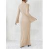 image:imageGORGLITTER Womens Bell Long Sleeve Cocktail Maxi Dress Crew Neck Bodycon Fishtail Casual Long DressesApricot