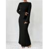 image:imageGORGLITTER Womens Bell Long Sleeve Cocktail Maxi Dress Crew Neck Bodycon Fishtail Casual Long DressesBlack