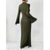 image:imageGORGLITTER Womens Bell Long Sleeve Cocktail Maxi Dress Crew Neck Bodycon Fishtail Casual Long DressesDark Green