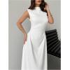 image:imageGORGLITTER Womens Birthday Wedding Guest Dress High Neck Ruched Maxi Dress Cinched Waist Slip Formal Cocktail DressesWhite