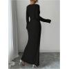 image:imageGORGLITTER Womens Birthday Wrap Asymmetrical Bodycon Midi Dress Neck Long Sleeve Side Slit Elegant Pencil Maxi DressesBlack