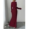 image:imageGORGLITTER Womens Birthday Wrap Asymmetrical Bodycon Midi Dress Neck Long Sleeve Side Slit Elegant Pencil Maxi DressesBurgundy