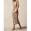 image:imageGORGLITTER Womens Boho Color Block Crochet Maxi Dress Summer Vacation Beach Peasant Bodycon Tank Long Sundresses 2025Multicolor