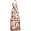 image:imageGORGLITTER Womens Boho Halter Maxi Dress Summer Vacation Beach Sundress Backless Tropical Graphic Flowy Long DressesMulticolor