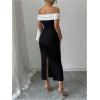 image:imageGORGLITTER Womens Bow Graduation Birthday Maxi Dress Elegant Summer Off Shoulder Wedding Guest Dinner Tea Party DressBlack
