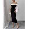 image:imageGORGLITTER Womens Bow Graduation Birthday Maxi Dress Elegant Summer Off Shoulder Wedding Guest Dinner Tea Party DressBlack