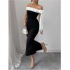 image:imageGORGLITTER Womens Bow Graduation Birthday Maxi Dress Elegant Summer Off Shoulder Wedding Guest Dinner Tea Party DressBlack