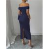 image:imageGORGLITTER Womens Bow Graduation Birthday Maxi Dress Elegant Summer Off Shoulder Wedding Guest Dinner Tea Party DressBlue