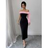 image:imageGORGLITTER Womens Bow Graduation Birthday Maxi Dress Elegant Summer Off Shoulder Wedding Guest Dinner Tea Party DressPink