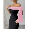 image:imageGORGLITTER Womens Bow Graduation Birthday Maxi Dress Elegant Summer Off Shoulder Wedding Guest Dinner Tea Party DressPink