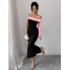image:imageGORGLITTER Womens Bow Graduation Birthday Maxi Dress Elegant Summer Off Shoulder Wedding Guest Dinner Tea Party DressPink