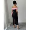 image:imageGORGLITTER Womens Bow Graduation Birthday Maxi Dress Elegant Summer Off Shoulder Wedding Guest Dinner Tea Party DressPink