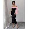 image:imageGORGLITTER Womens Bow Graduation Birthday Maxi Dress Elegant Summer Off Shoulder Wedding Guest Dinner Tea Party DressPink