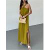 image:imageGORGLITTER Womens Causal Summer Halter Long Dress Sleeveless Strappy Flowy Loose Beach Vacation Maxi DressesApricot