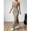 image:imageGORGLITTER Womens Cheetah Leopard Print Bodycon Maxi Dress Backless Y2K Sleeveless Summer Easter Cocktail Long SundressKhaki