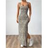 image:imageGORGLITTER Womens Cheetah Leopard Print Bodycon Maxi Dress Backless Y2K Sleeveless Summer Easter Cocktail Long SundressKhaki