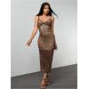 image:imageGORGLITTER Womens Cheetah Leopard Y2k Mesh Bodycon Dress Cocktail Party Sleeveless Maxi Cami DressesBrown