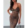 image:imageGORGLITTER Womens Cheetah Leopard Y2k Mesh Bodycon Dress Cocktail Party Sleeveless Maxi Cami DressesBrown Animal