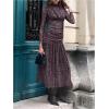 image:imageGORGLITTER Womens Cheetah Mesh Dress Animal Print Long Sleeve Sheer Mesh Bodycon Ruched Long Midi DressesPurple