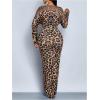 image:imageGORGLITTER Womens Cheetah Print Prom Formal Dress Deep V Neck High Slit Long Sleeve Cocktail Birthday Party DressesGold