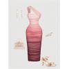 image:imageGORGLITTER Womens Cocktail Party Date Going Out Midi Dresses Mesh Ruched Tie Dye Sleeveless Ombre Bodycon DressesPink