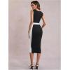 image:imageGORGLITTER Womens Color Block Sleeveless Bodycon Midi Dress Square Neck Business Casual Summer Tank Dresses 2025Black