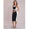 image:imageGORGLITTER Womens Color Block Sleeveless Bodycon Midi Dress Square Neck Business Casual Summer Tank Dresses 2025Black