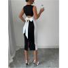 image:imageGORGLITTER Womens Color Block Sleeveless Bodycon Midi Dress Square Neck Business Casual Summer Tank Dresses 2025Black and White