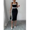 image:imageGORGLITTER Womens Color Block Sleeveless Bodycon Midi Dress Square Neck Business Casual Summer Tank Dresses 2025Black and White