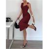 image:imageGORGLITTER Womens Cowl Neck Dress Birthday Wedding Guest Dress Sleeveless Ruched Tank Midi Summer Cocktail DressesBurgundy