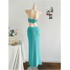 image:imageGORGLITTER Womens Crochet Dress Metal Starfish Cut Out Strapless Bodycon Maxi Dresses Backless Beach Cover Up SundressBlue