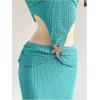 image:imageGORGLITTER Womens Crochet Dress Metal Starfish Cut Out Strapless Bodycon Maxi Dresses Backless Beach Cover Up SundressBlue