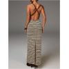 image:imageGORGLITTER Womens Crochet Striped Backless Maxi Dress Spaghetti Strap Bodycon Summer Beach Hawaiian SundressesCoffee