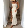 image:imageGORGLITTER Womens Crochet Striped Fishtail Bodycon Maxi Dress Backless Sleeveless Strappy Casual Summer Long SundressApricot