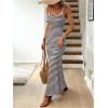image:imageGORGLITTER Womens Crochet Striped Fishtail Bodycon Maxi Dress Backless Sleeveless Strappy Casual Summer Long SundressBlack and White