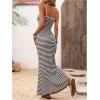 image:imageGORGLITTER Womens Crochet Striped Fishtail Bodycon Maxi Dress Backless Sleeveless Strappy Casual Summer Long SundressBlack and White