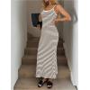image:imageGORGLITTER Womens Crochet Striped Fishtail Bodycon Maxi Dress Backless Sleeveless Strappy Casual Summer Long SundressBlack and White Striped