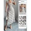 image:imageGORGLITTER Womens Floral Bodycon Maxi Dress Elegant Summer Mesh Off The Shoulder Ruched Split Wedding Guest DressesWhite