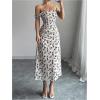 image:imageGORGLITTER Womens Floral Bodycon Maxi Dress Elegant Summer Mesh Off The Shoulder Ruched Split Wedding Guest DressesWhite