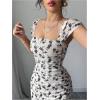 image:imageGORGLITTER Womens Floral Bodycon Maxi Dress Elegant Summer Mesh Off The Shoulder Ruched Split Wedding Guest DressesWhite