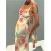 image:imageGORGLITTER Womens Floral Bodycon Maxi Dress with Neck Scarf Mesh Cowl Neck Sleeveless Backless Fishtail Long DressesPink