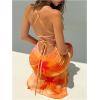 image:imageGORGLITTER Womens Floral Boho Maxi Dress Sexy Backless Lace Up Sleeveless Summer Birthday Cocktail 90s Long DressesOrange Floral