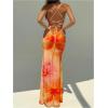 image:imageGORGLITTER Womens Floral Boho Maxi Dress Sexy Backless Lace Up Sleeveless Summer Birthday Cocktail 90s Long DressesOrange Floral