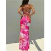 image:imageGORGLITTER Womens Floral Boho Maxi Dress Sexy Backless Lace Up Sleeveless Summer Birthday Cocktail 90s Long DressesPink