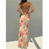 image:imageGORGLITTER Womens Floral Boho Maxi Dress Sexy Backless Lace Up Sleeveless Summer Birthday Cocktail 90s Long DressesYellow