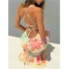 image:imageGORGLITTER Womens Floral Boho Maxi Dress Sexy Backless Lace Up Sleeveless Summer Birthday Cocktail 90s Long DressesYellow