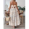 image:imageGORGLITTER Womens Floral Boho Maxi Dress Tiered Ruffle Spaghetti Strap Casual Summer Vacation Long DressesApricot