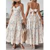 image:imageGORGLITTER Womens Floral Boho Maxi Dress Tiered Ruffle Spaghetti Strap Casual Summer Vacation Long DressesApricot